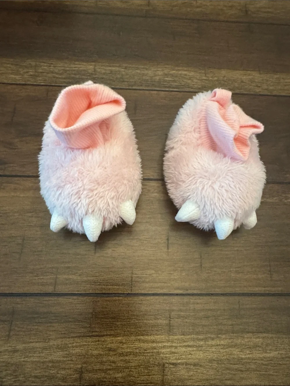 Carter's Pink Plush Monster Paw Booties with White Claws